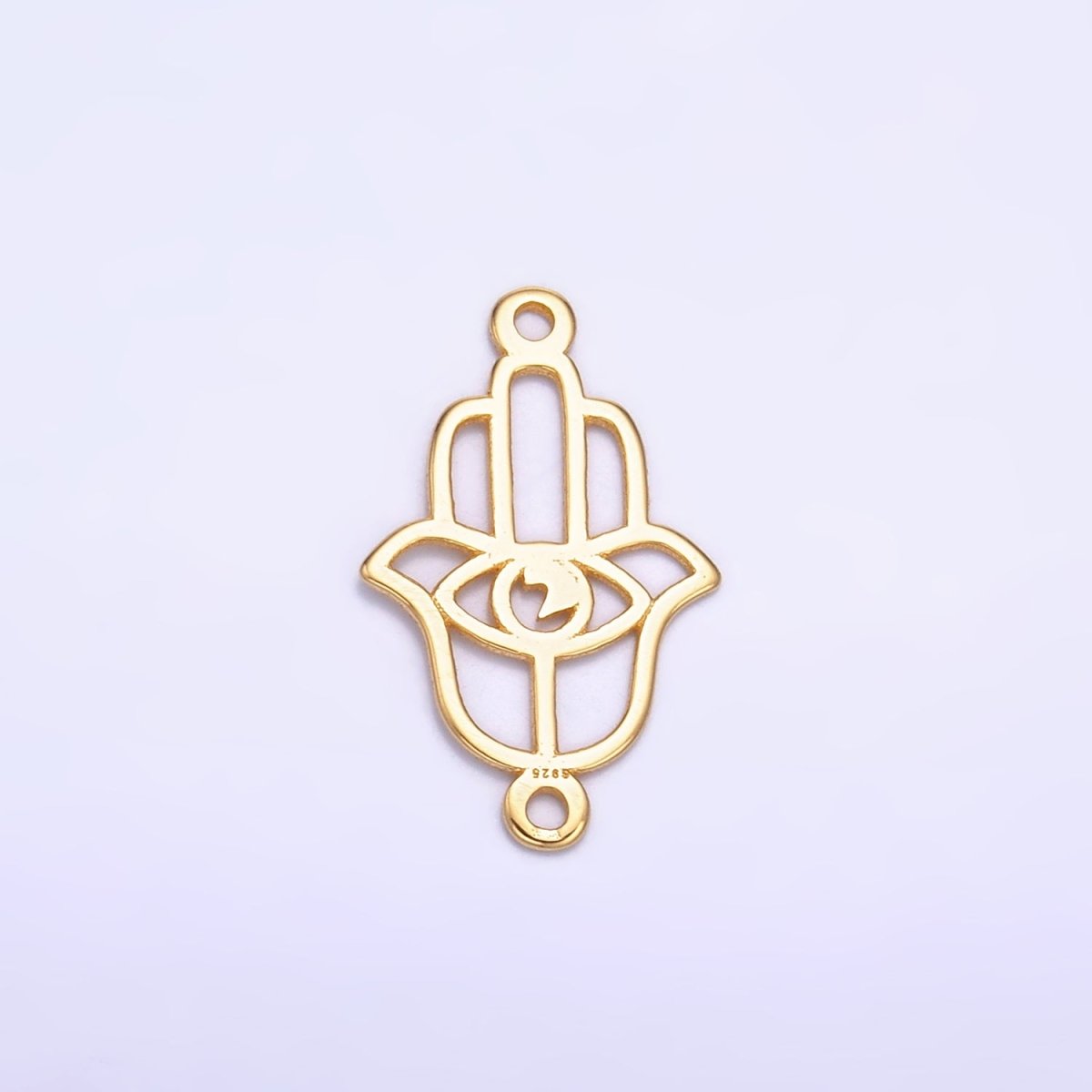 S925 Sterling Silver 9mm Open Evil Eye Hamsa Hand Connector in Gold & Silver | SL-620