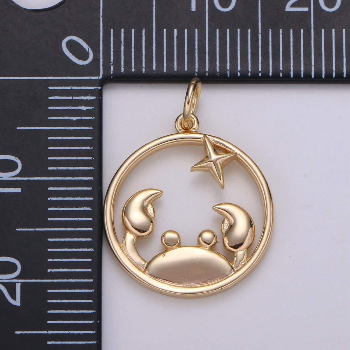 S925 Sterling Silver Zodiac Horoscope Gold Vermeil Open Round Charm | A-A1827-A-A1832