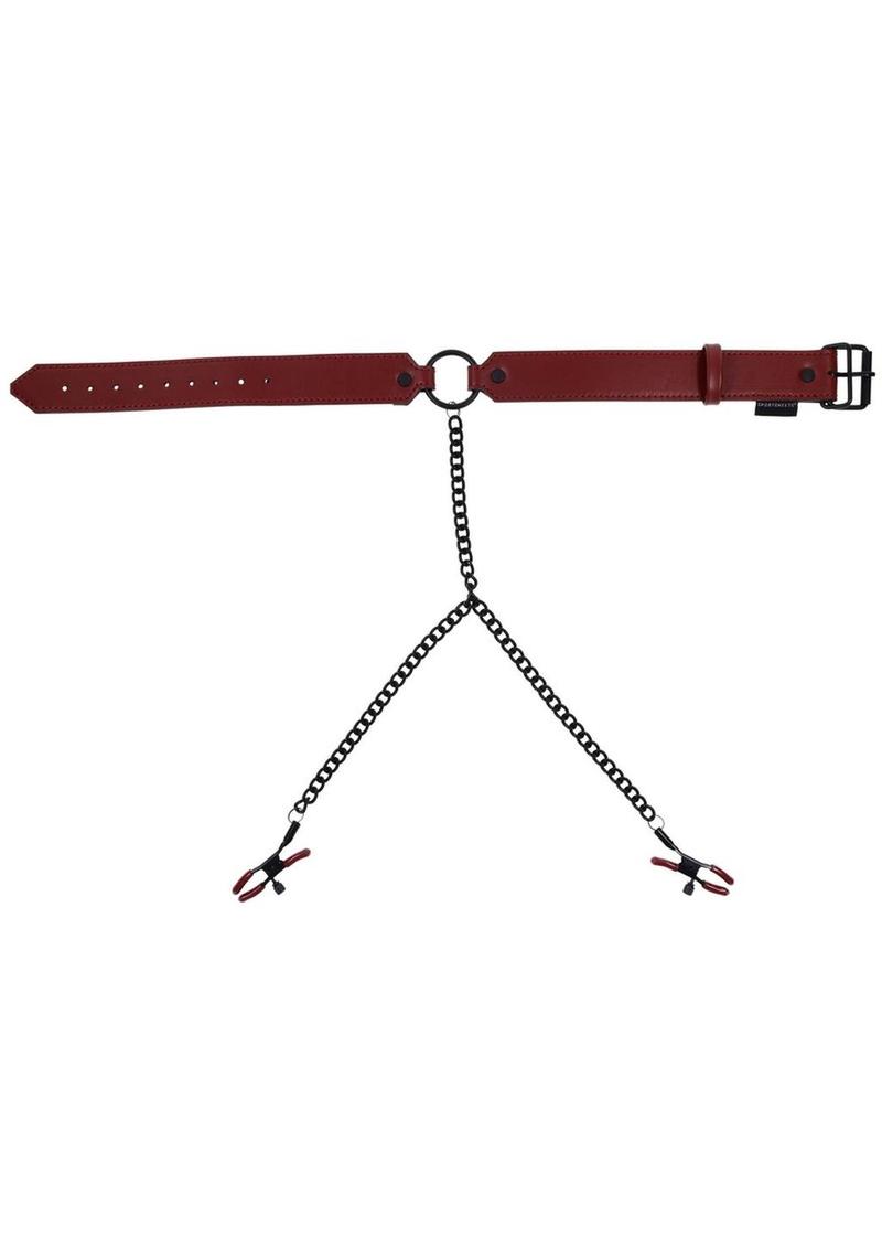 Sportsheets Saffron Collar with Nipple Clamps