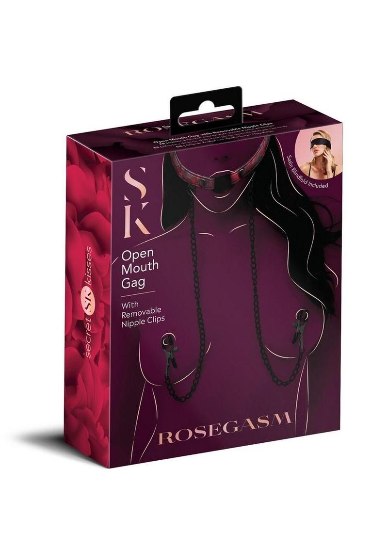 Secret Kisses Rosegasm Open Mouth Gag Nipple Clips