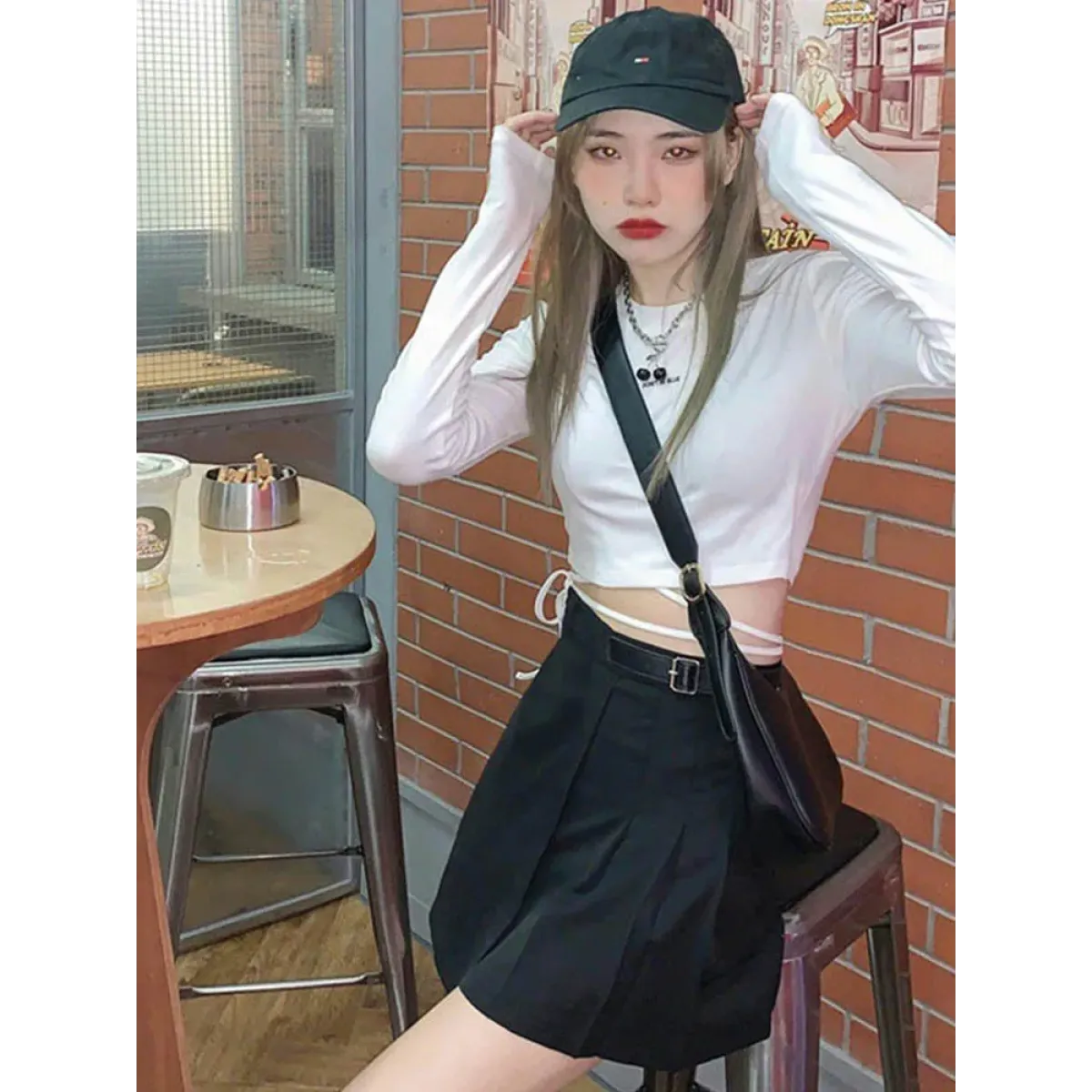 Sexy Crop Long Sleeve T-Shirt: Harajuku Spring Streetwear