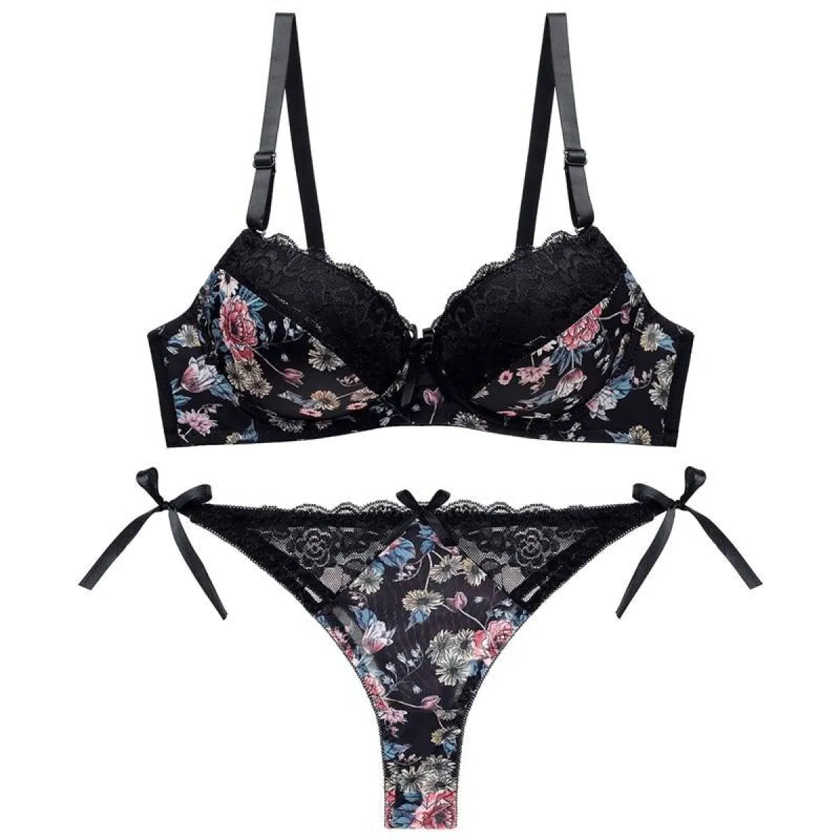 Sexy Floral Bra - Thong Set