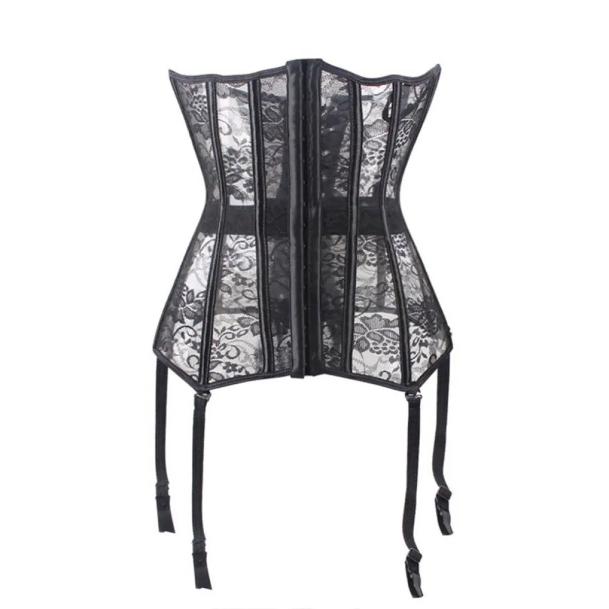 Sexy Sheer Corset Bustier With Garters