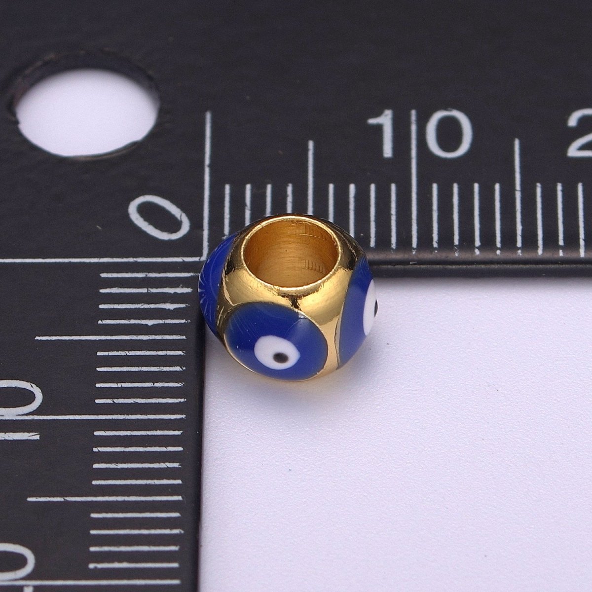 Shiny Gold Filled Evil Eye Beads, Blue White Enamel Evil Eye Spacer Bead Charm Connector for Bracelet B-665