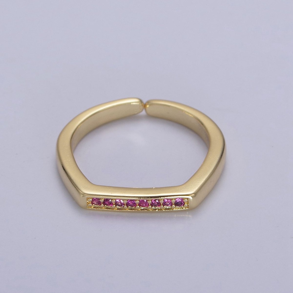 Signet Ring, Bar Ring, Stacking Ring, Minimalist Jewelry Gold Signet Ring, CZ Geometric Ring U-506 ~ U-508