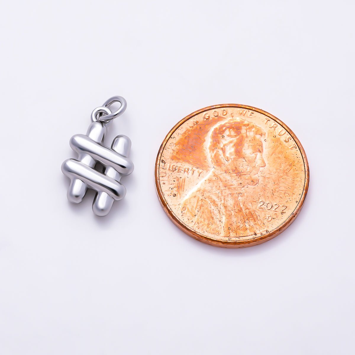 Silver 14mm Minimalist Number Hashtag "