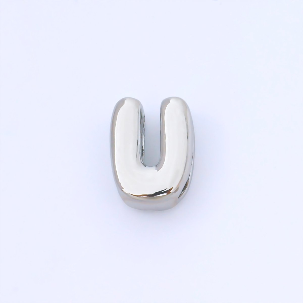 Monogram Silver 15mm Personalized Chubby Bubble Initial Letter Alphabet Bead | AF092 - AF104