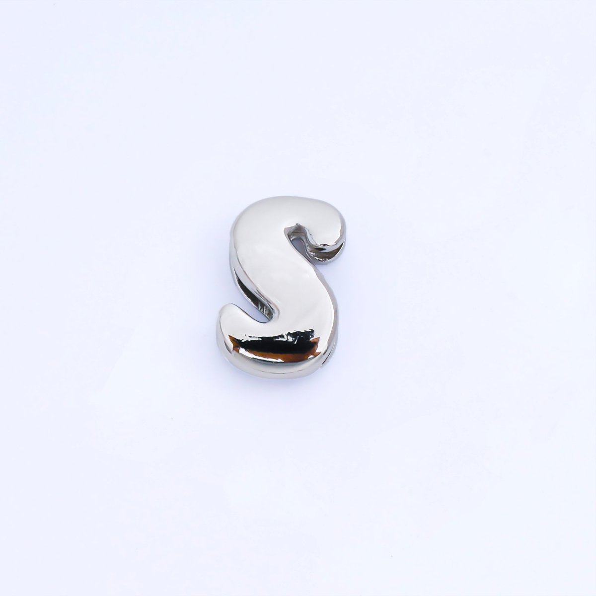 Silver 20mm Personalized Cord Chubby Bubble Initial Letter Alphabet Bead | AF118 - AF130