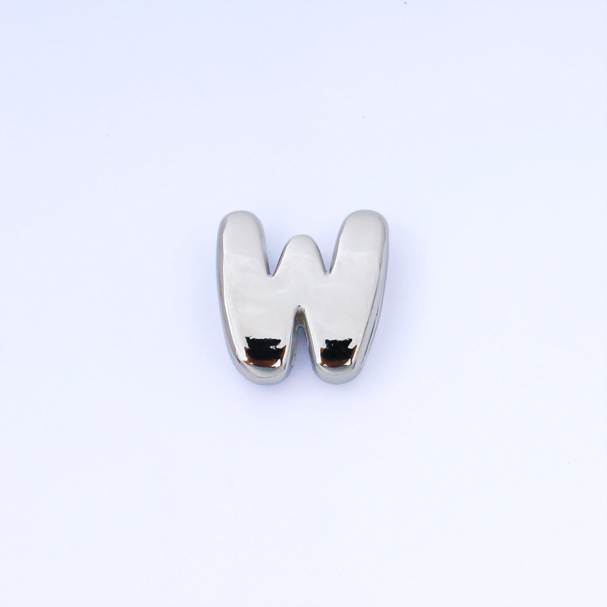 Silver 20mm Personalized Cord Chubby Bubble Initial Letter Alphabet Bead | AF118 - AF130