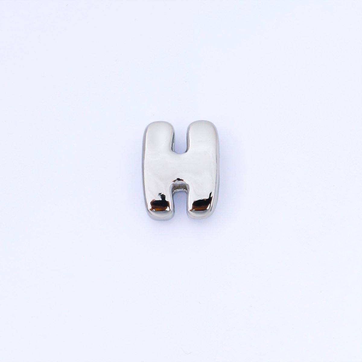 Silver 20mm Personalized Cord Chubby Bubble Initial Letter Alphabet Bead | AF118 - AF130