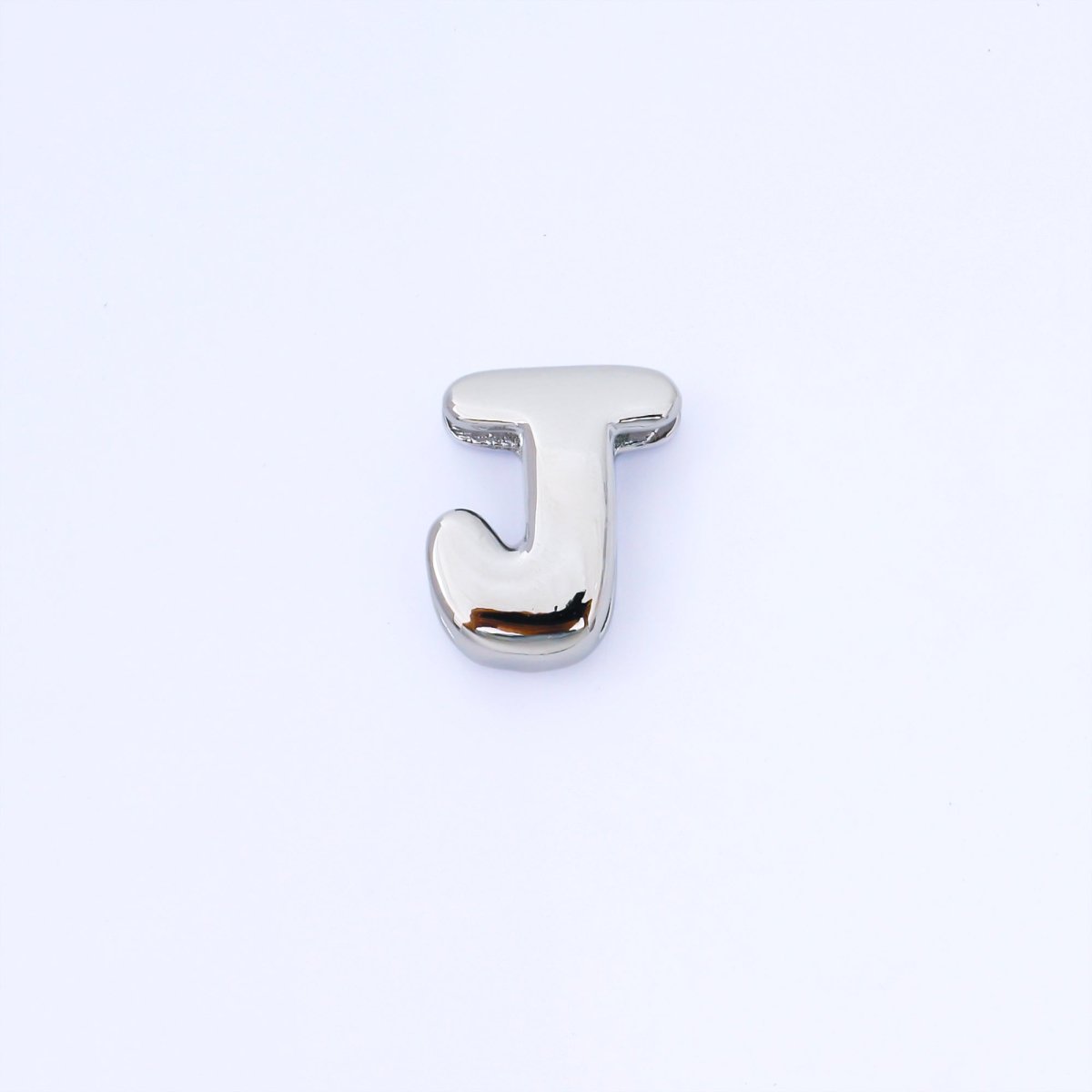 Silver 20mm Personalized Cord Chubby Bubble Initial Letter Alphabet Bead | AF118 - AF130