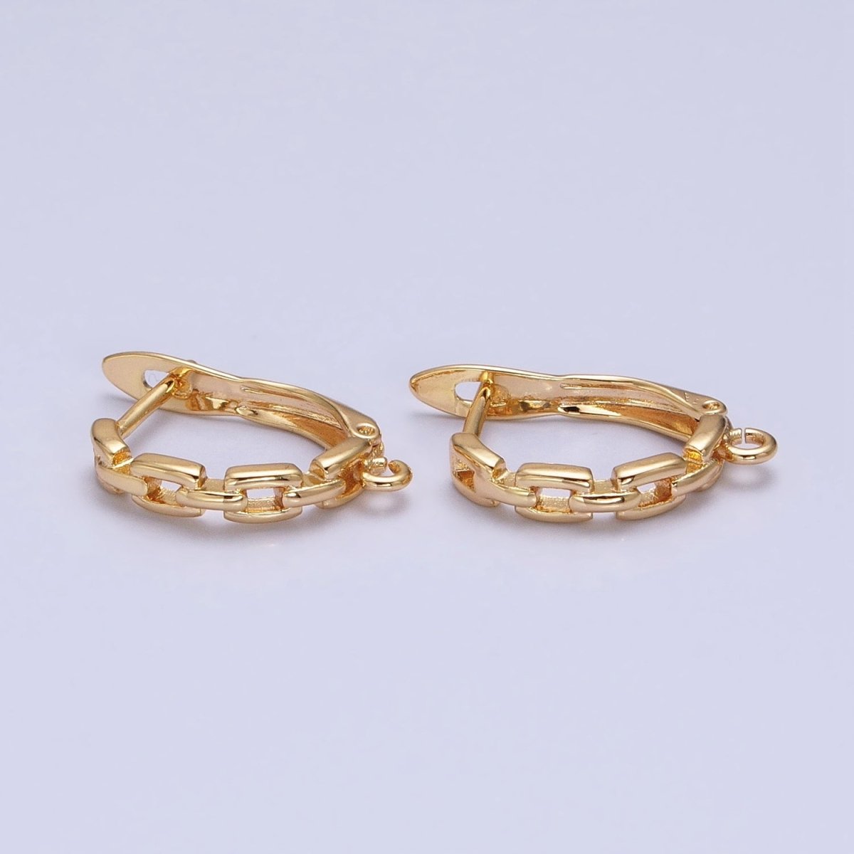 Silver, Gold Cable Link Open Loop English Lock Earrings Supply | Z-208 Z-381