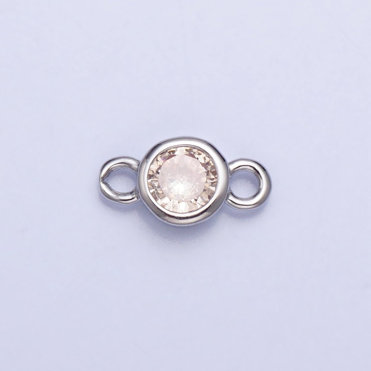 Silver, Gold Mini Round Purple, Pink, Peridot, Green, Red, Yellow, Topaz CZ Connector | Y-857~Y-863