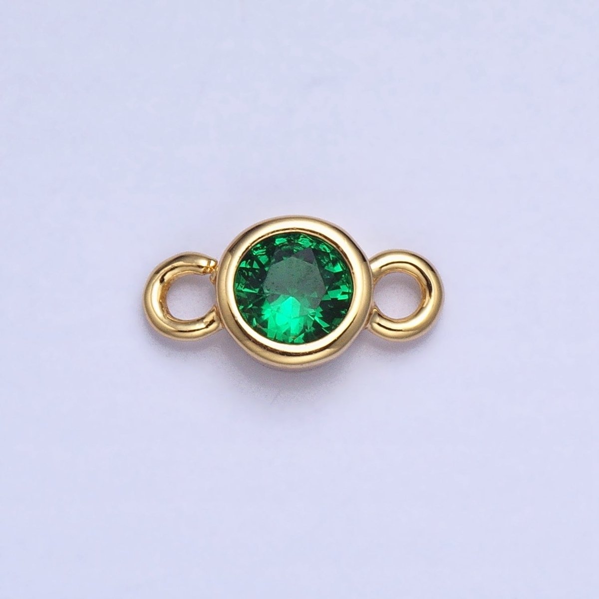 Silver, Gold Mini Round Purple, Pink, Peridot, Green, Red, Yellow, Topaz CZ Connector | Y-857~Y-863