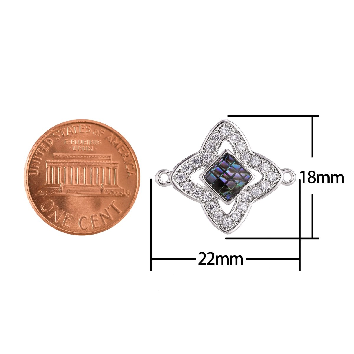 Silver, Gold Small Star Shape, Ladies Women Gift Girl Mother DIY Gift Cubic Zirconia Bracelet Charm Bead Finding Connector, F-009