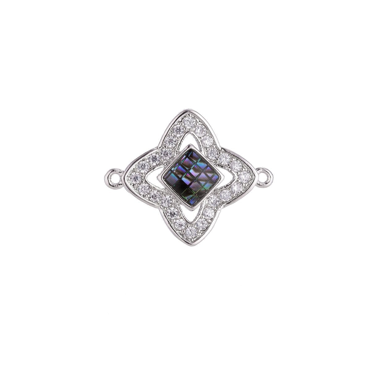 Silver, Gold Small Star Shape, Ladies Women Gift Girl Mother DIY Gift Cubic Zirconia Bracelet Charm Bead Finding Connector, F-009