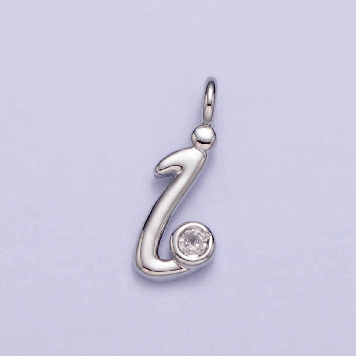 Silver Initial Alphabet Lower Case Cursive Letter Clear CZ Personalized Charm | A-533-A-545