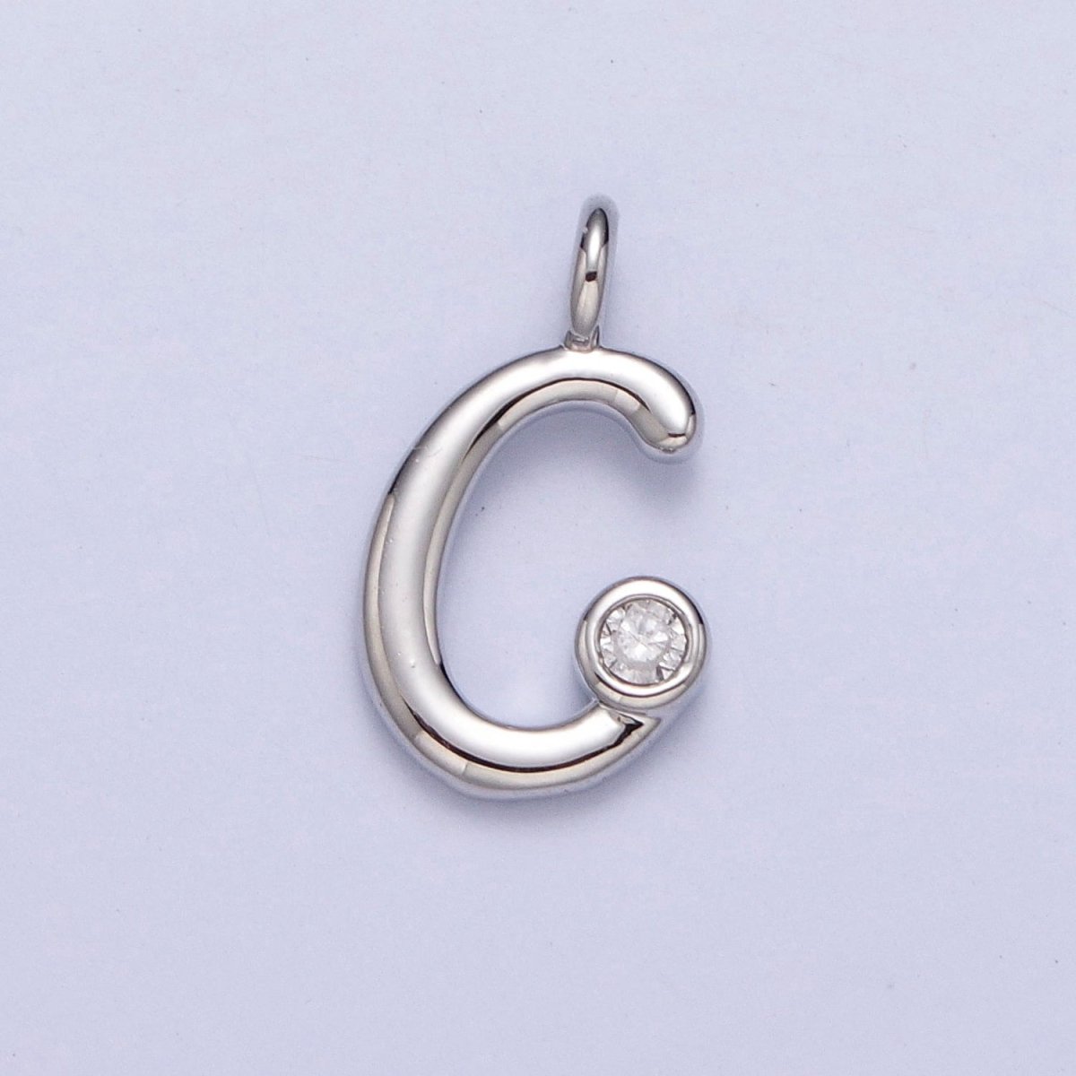 Silver Initial Alphabet Lower Case Cursive Letter Clear CZ Personalized Charm | A-533-A-545