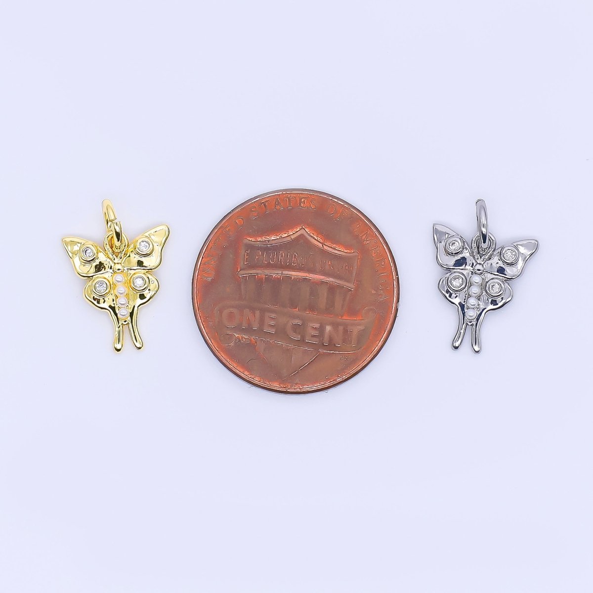 Silver Micro Paved 11mm Butterfly Wings Charm | C-571