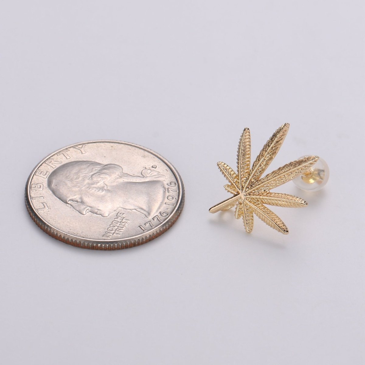 Simple Gold Weed or Marijuana Leaf Gold Filled Earring Studs L-014