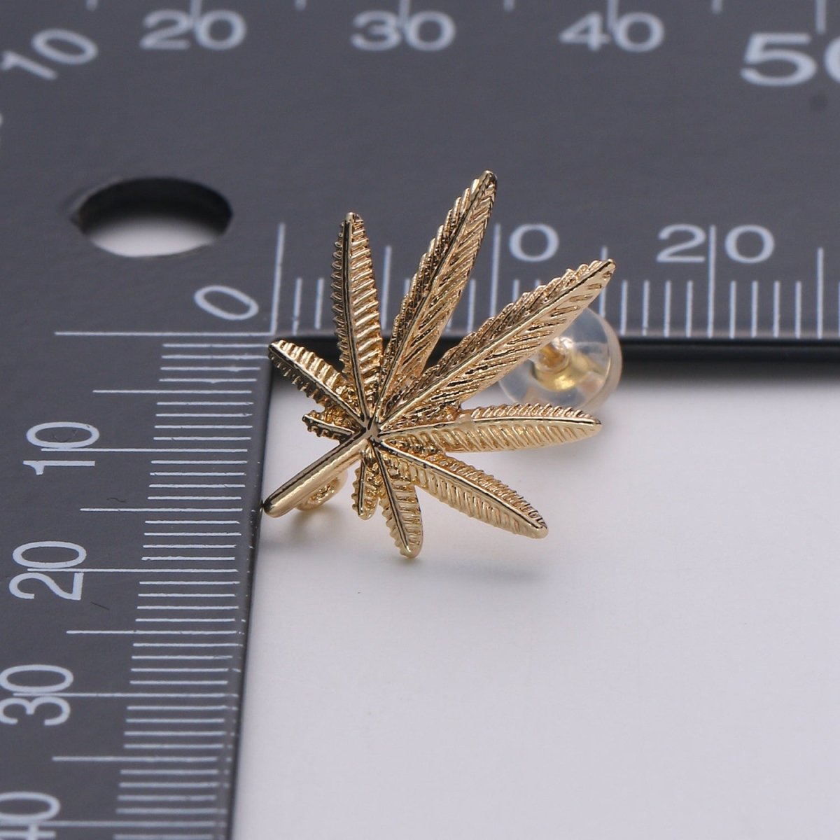 Simple Gold Weed or Marijuana Leaf Gold Filled Earring Studs L-014