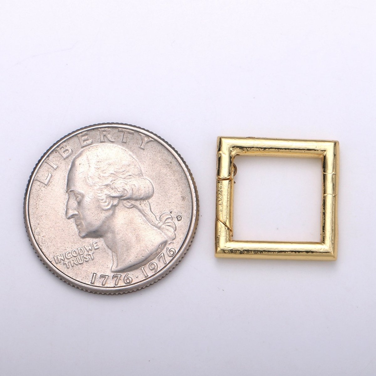 Simple Minimalist Gold Filled Square Push Gate Ring Clasp For Jewelry Making Charm Holder Connector L-060