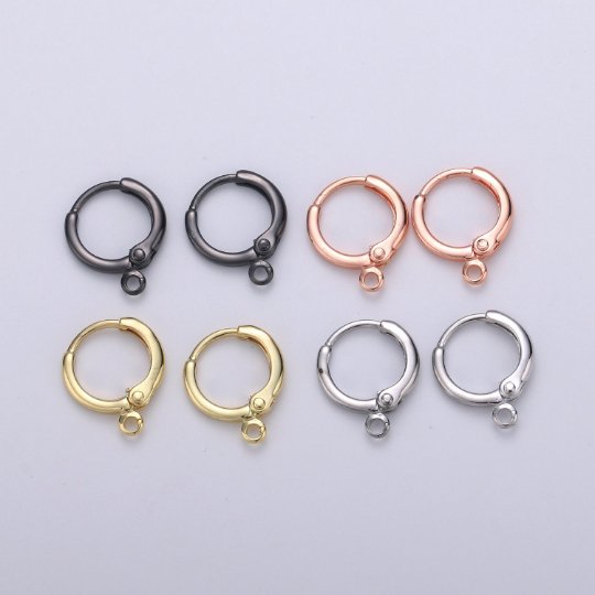 Simple Round 10mm One Touch Earring jewelry Making, Earring supplies 24K Gold Filled huggie hoop earring K-338 K-339 L-087 L-088