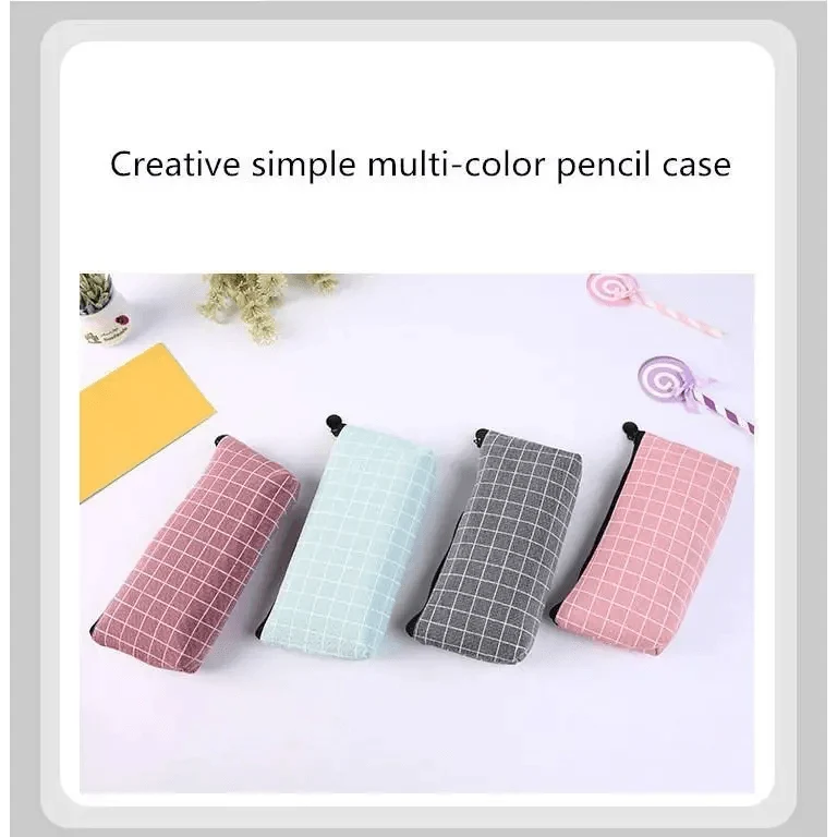 Simple Striped Color Design Pencil Cases For Students Retro Large Capacity Stationery School Pouch