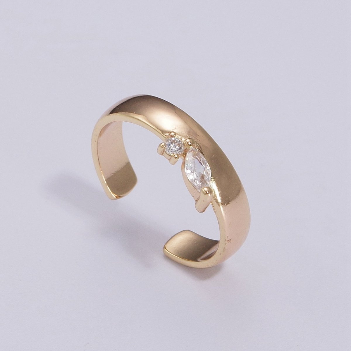 Single Marquise Ring, Cz Ring Stacking Rings Open Adjustable Birthday Gift for Her, Anniversary Gift, Crown Gold Ring S-305
