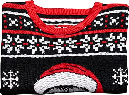 Skull Santa Claus Bones Lights/Snowflakes Ugly Christmas Sweater