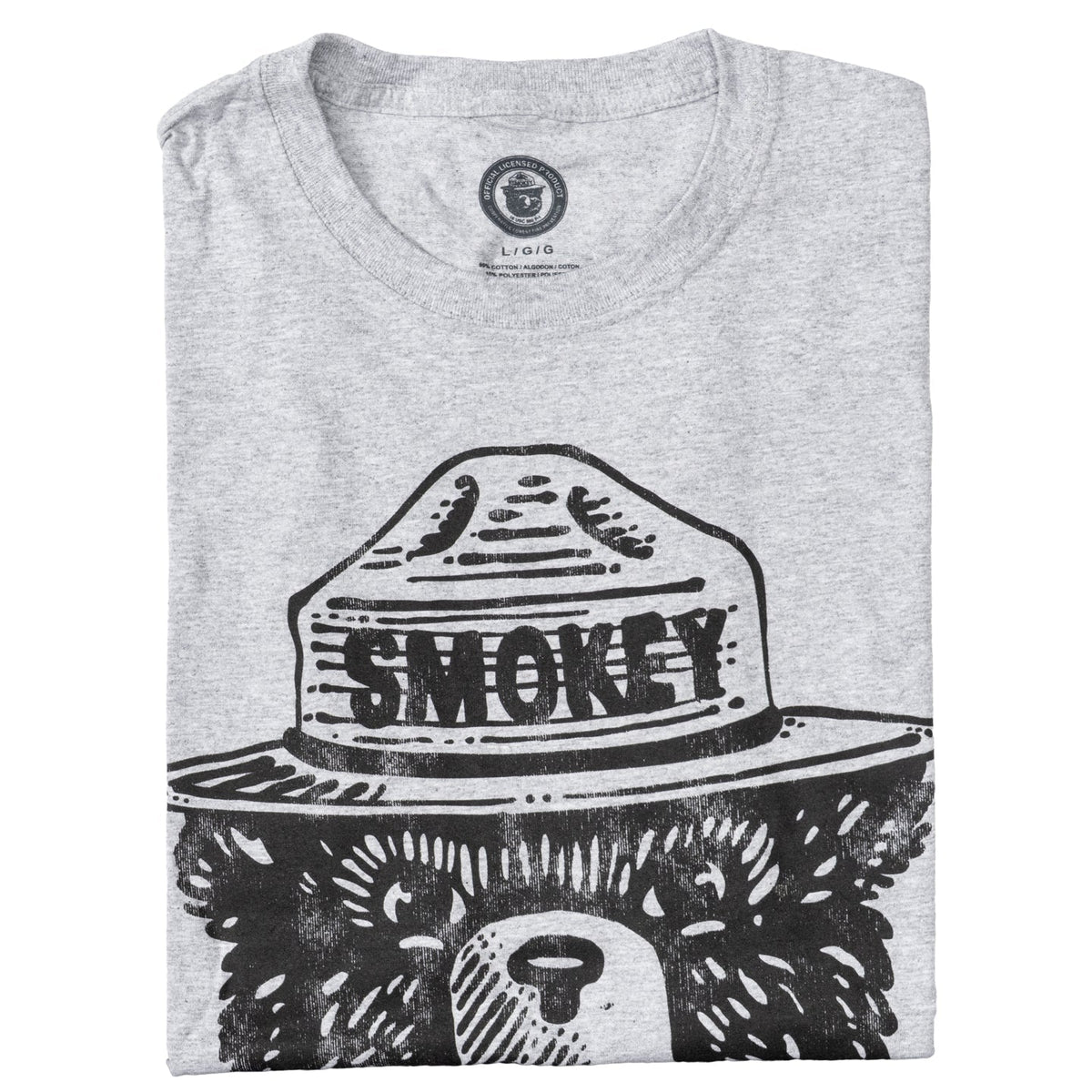 Smokey the Bear Adult Unisex Tonal Gray T-Shirt