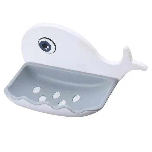 Soap Rack No Drilling Wall Mounted Drain Non Perforated Double Layer Holder Sponge Dish Accessories Magic Soap Dishes Bathroom Cute Soap Dish for Kids Plastic Self Draining Soap Holder for Shower Wall Cartoon Hanging Bathroom Soap Tray with Suction Cup
