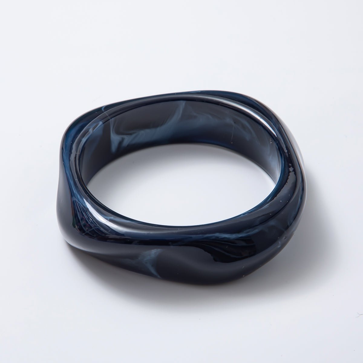 Solid Marble Resin Acrylic Wide Sculpted Geometric Bangle Bracelet | WA-3416 ~ WA-3427