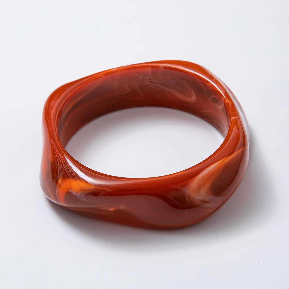 Solid Marble Resin Acrylic Wide Sculpted Geometric Bangle Bracelet | WA-3416 ~ WA-3427