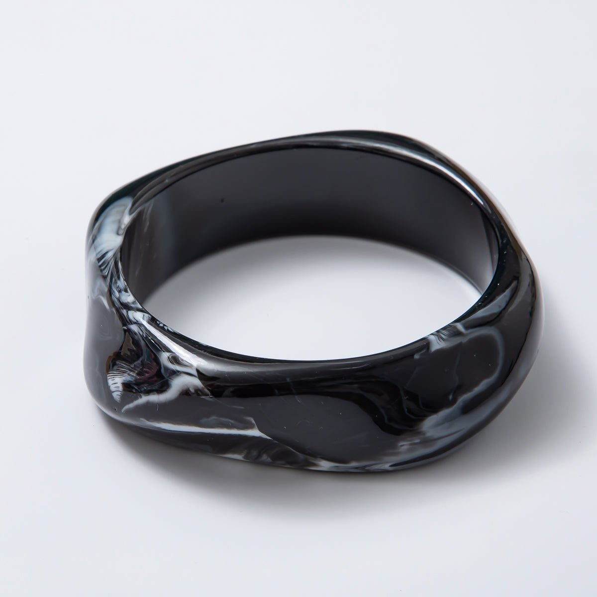 Solid Marble Resin Acrylic Wide Sculpted Geometric Bangle Bracelet | WA-3416 ~ WA-3427