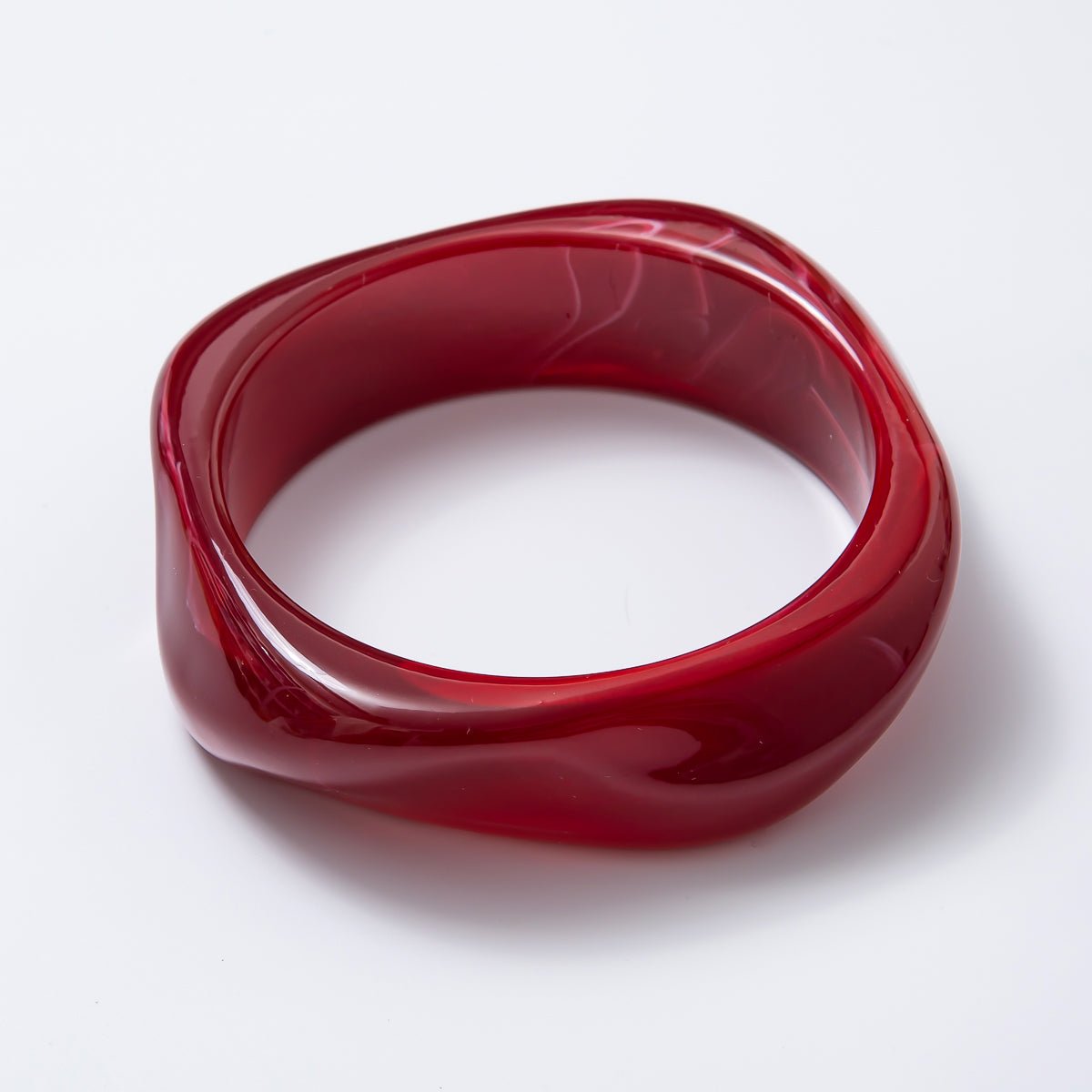 Solid Marble Resin Acrylic Wide Sculpted Geometric Bangle Bracelet | WA-3416 ~ WA-3427