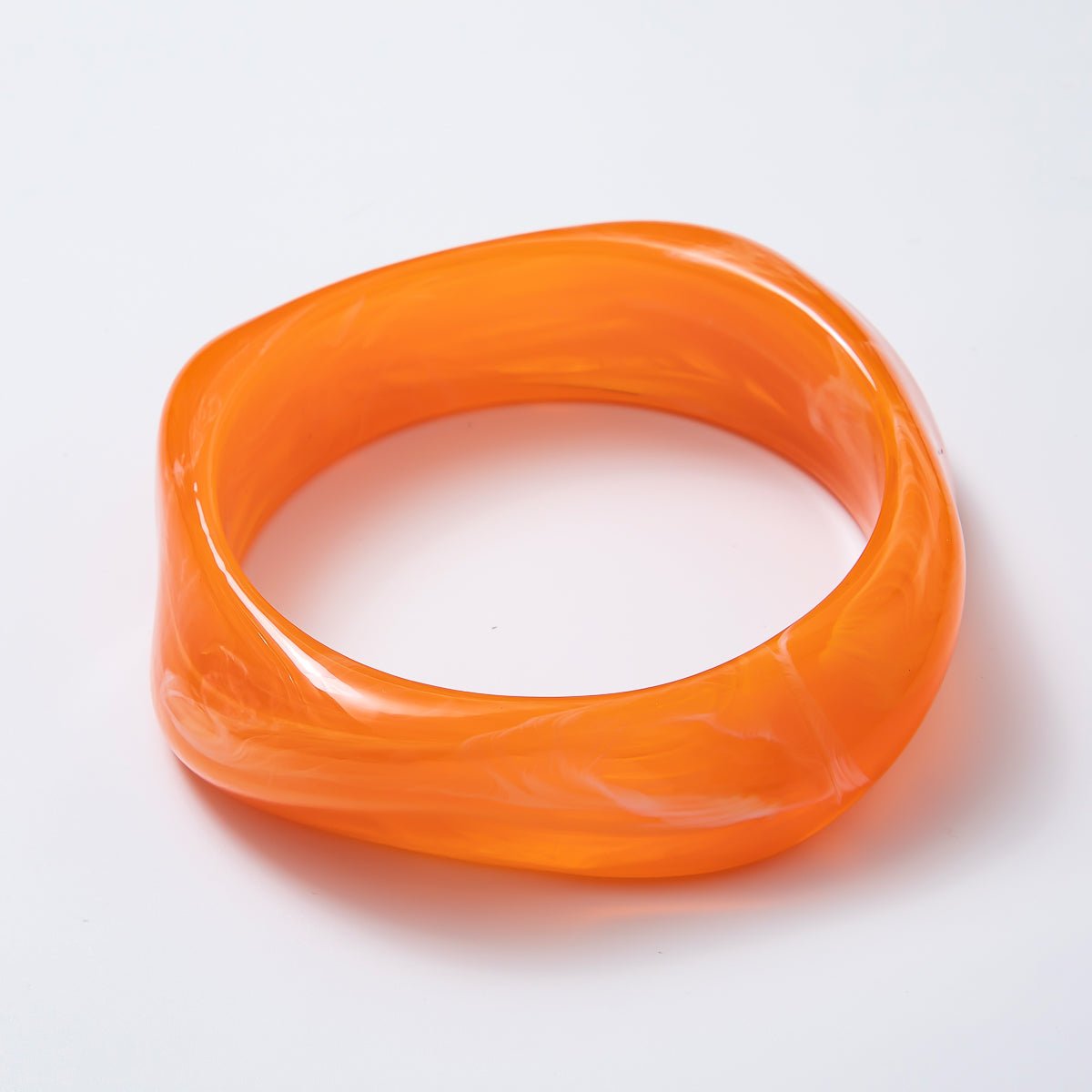 Solid Marble Resin Acrylic Wide Sculpted Geometric Bangle Bracelet | WA-3416 ~ WA-3427