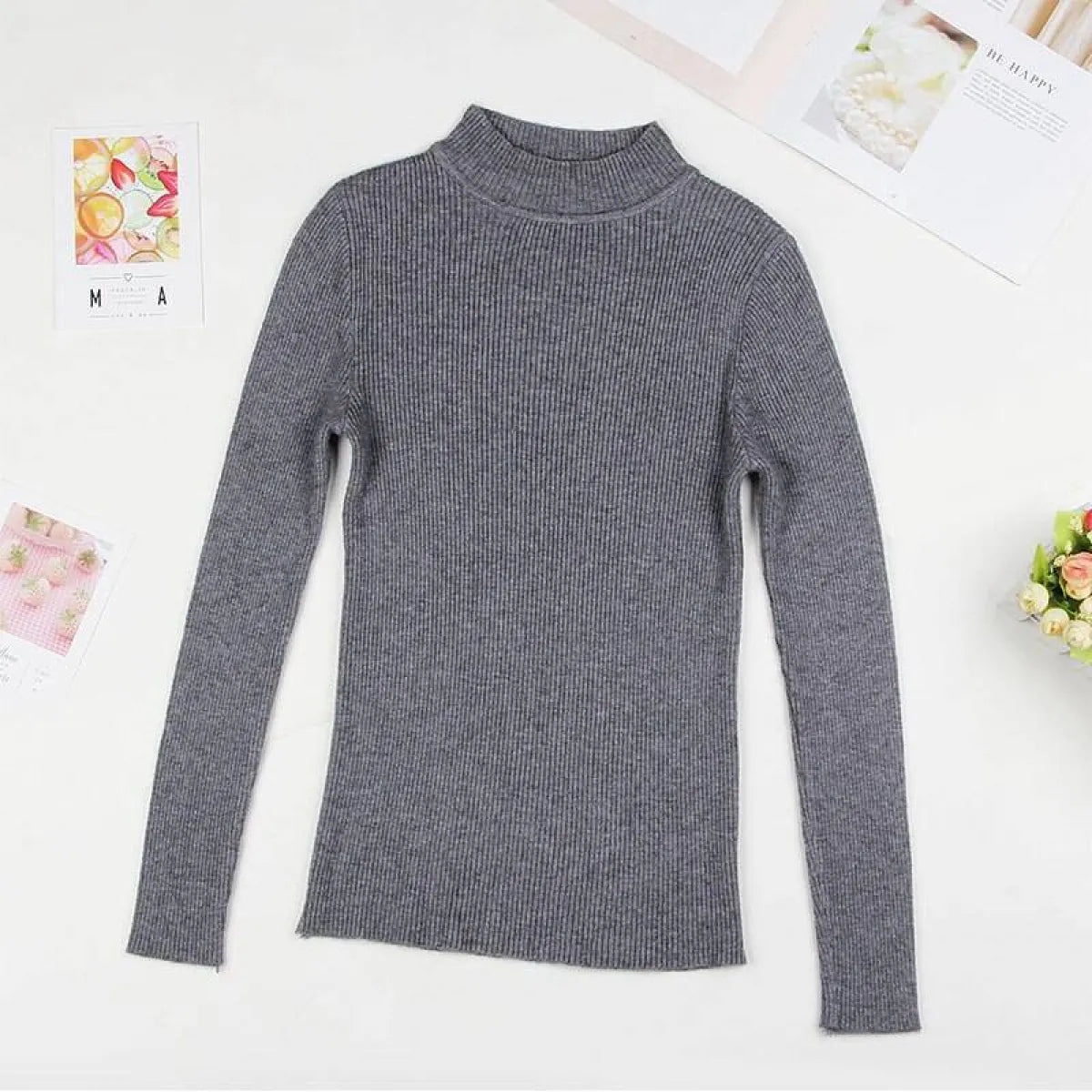 Solid Turtleneck Sweater