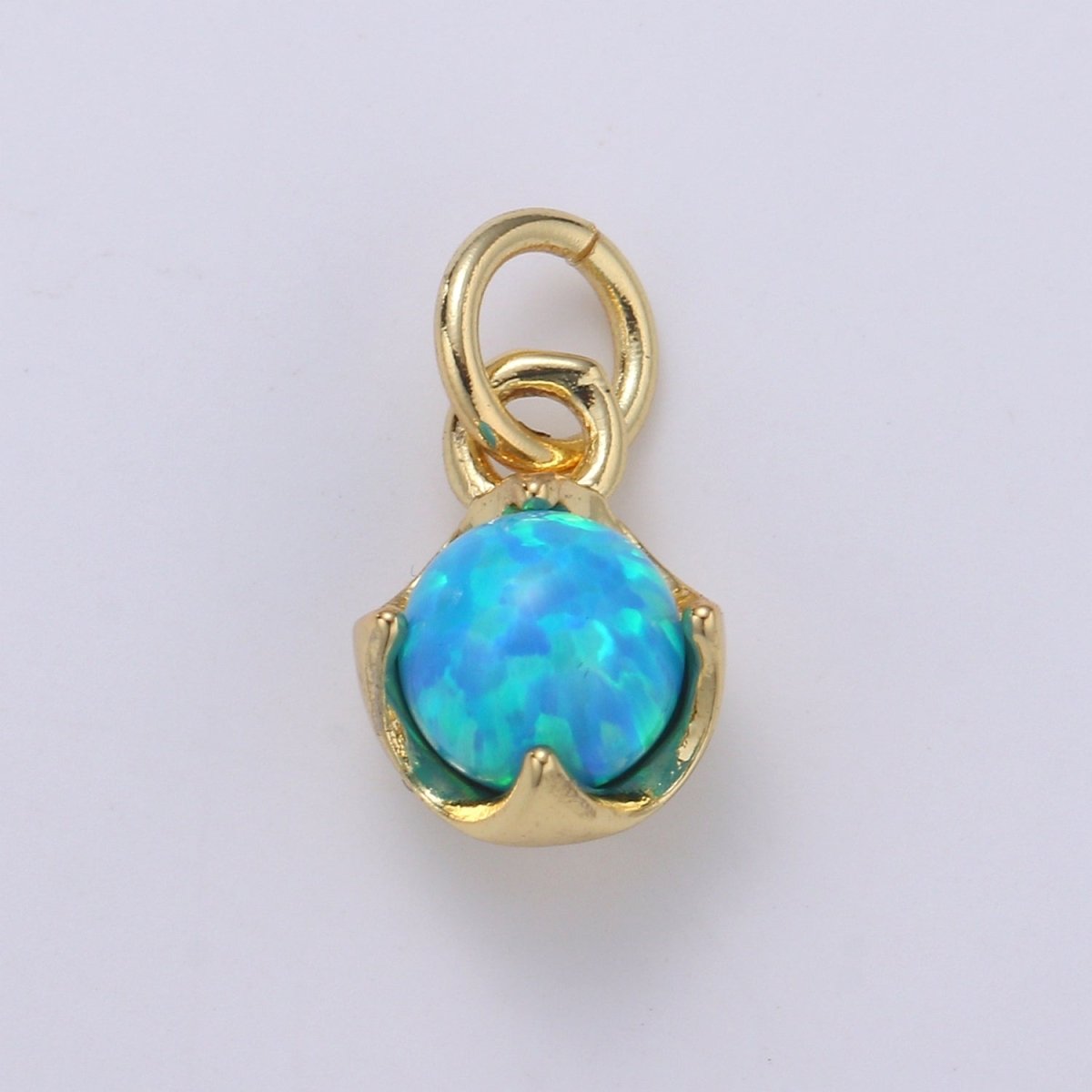Solitaire Opal Charm, 14K Gold Filled Add on Charm, Round Ball 5mm Diameter Opal Pendant E-037 E-038, E-039, E-040, E-048