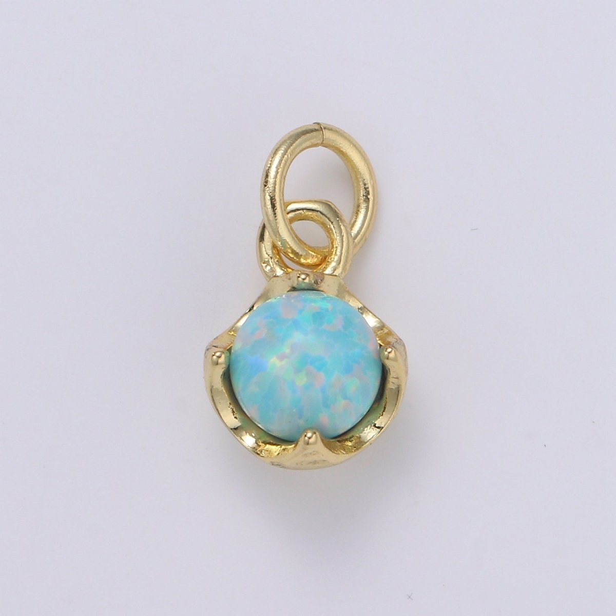 Solitaire Opal Charm, 14K Gold Filled Add on Charm, Round Ball 5mm Diameter Opal Pendant E-037 E-038, E-039, E-040, E-048