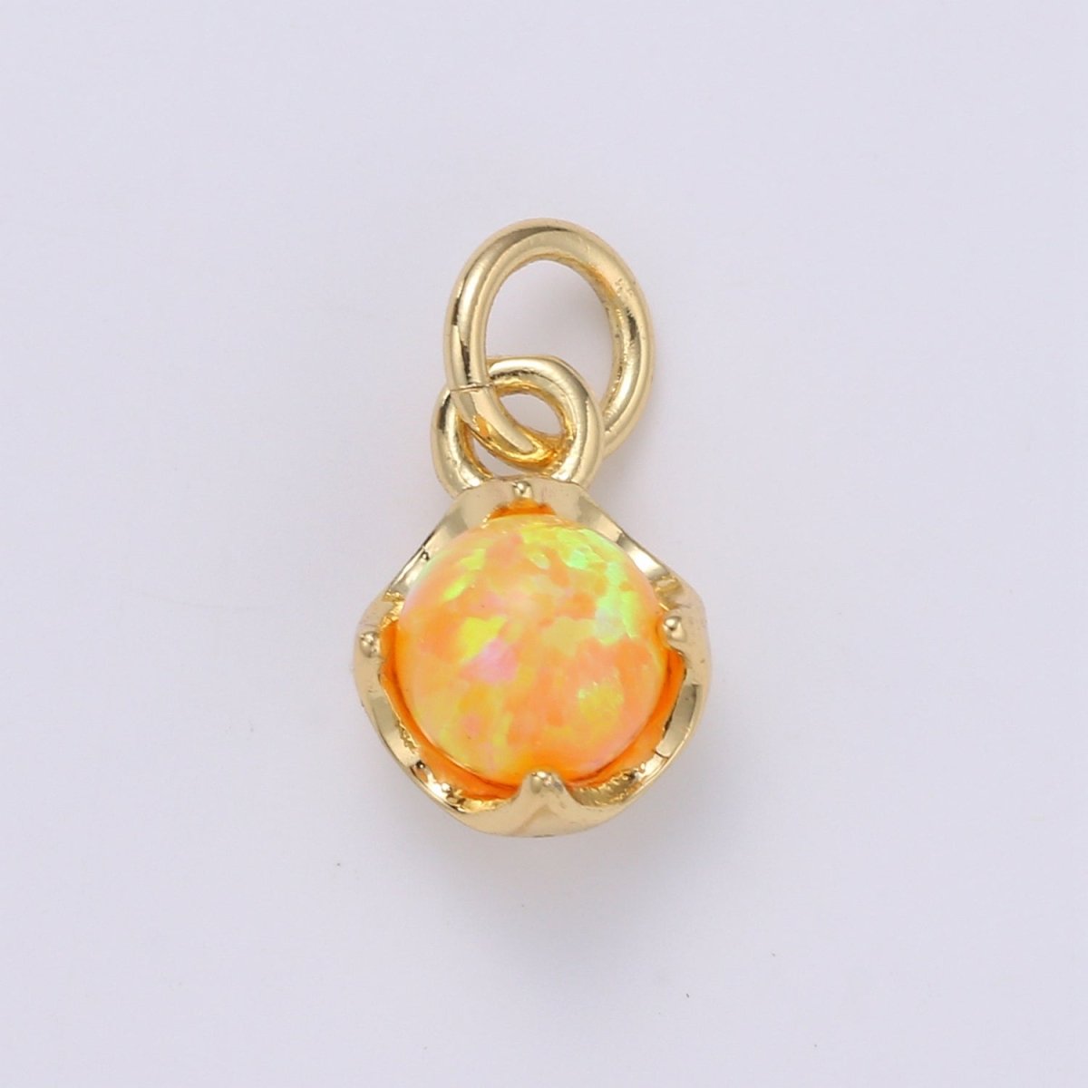 Solitaire Opal Charm, 14K Gold Filled Add on Charm, Round Ball 5mm Diameter Opal Pendant E-037 E-038, E-039, E-040, E-048