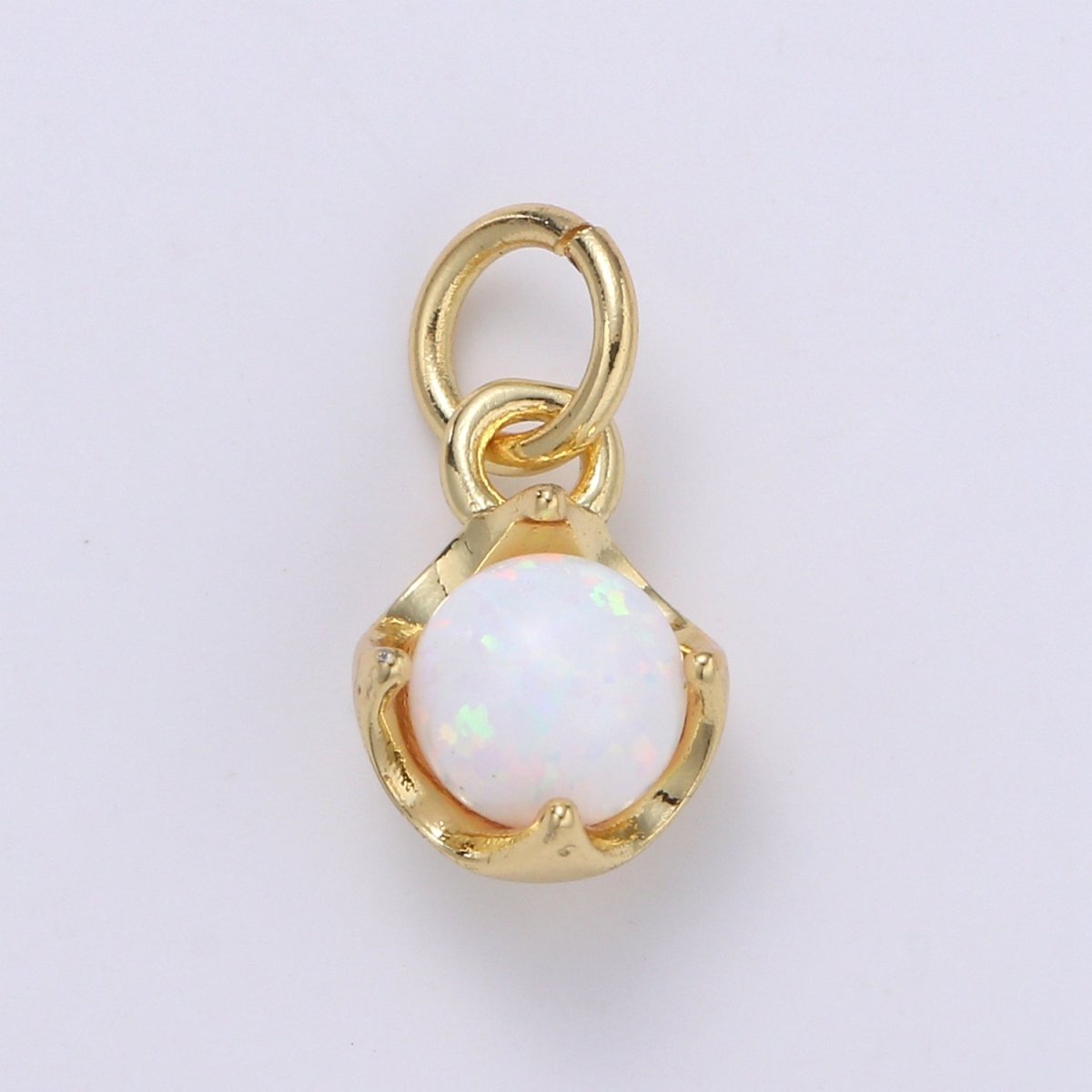 Solitaire Opal Charm, 14K Gold Filled Add on Charm, Round Ball 5mm Diameter Opal Pendant E-037 E-038, E-039, E-040, E-048