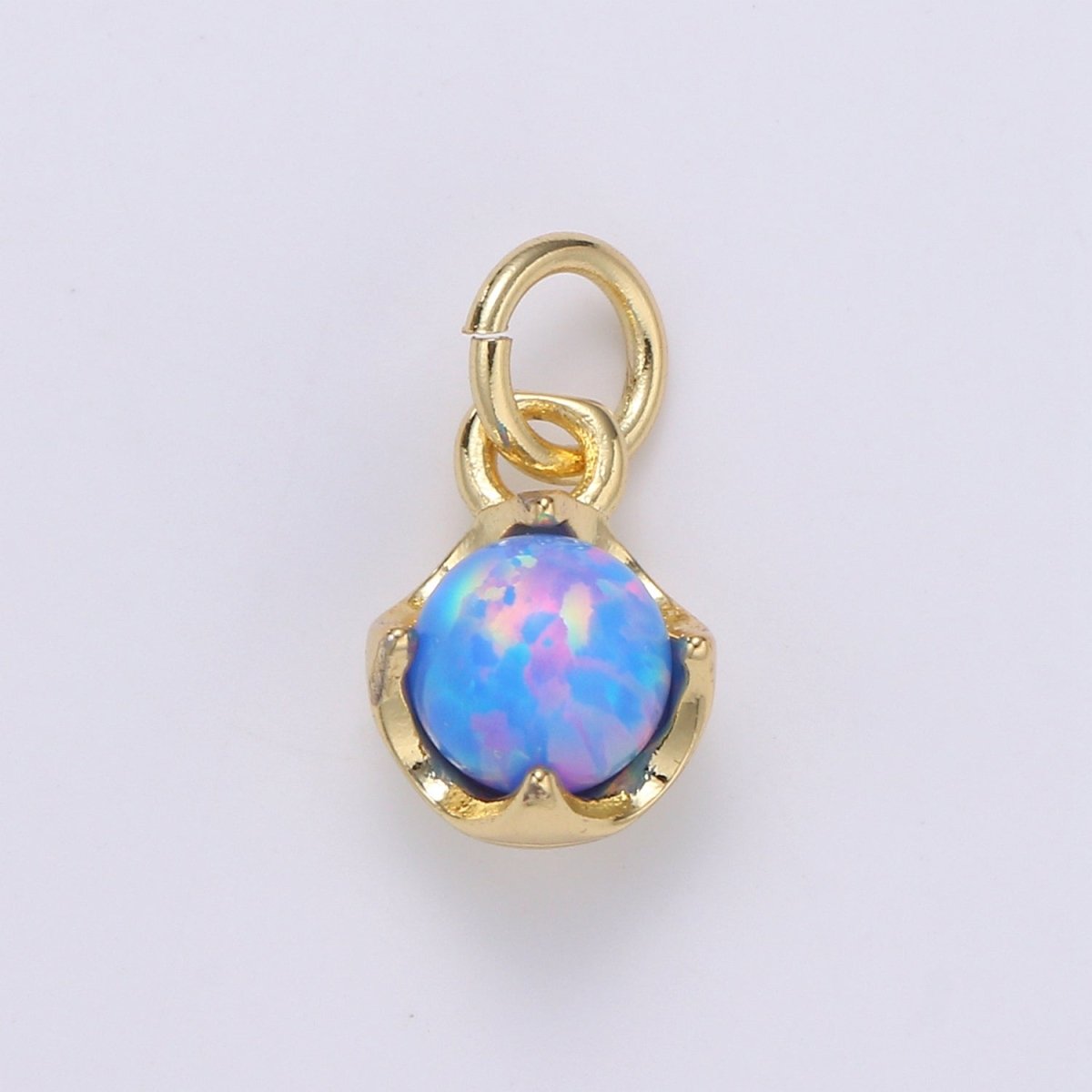 Solitaire Opal Charm, 14K Gold Filled Add on Charm, Round Ball 5mm Diameter Opal Pendant E-037 E-038, E-039, E-040, E-048