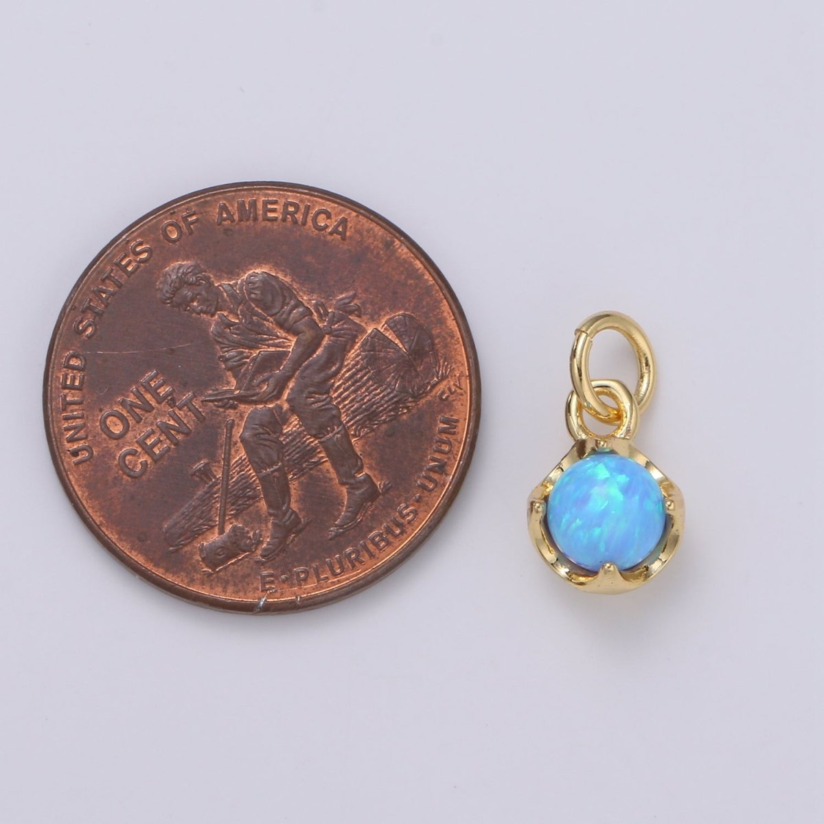 Solitaire Opal Charm, 14K Gold Filled Add on Charm, Round Ball 5mm Diameter Opal Pendant E-037 E-038, E-039, E-040, E-048