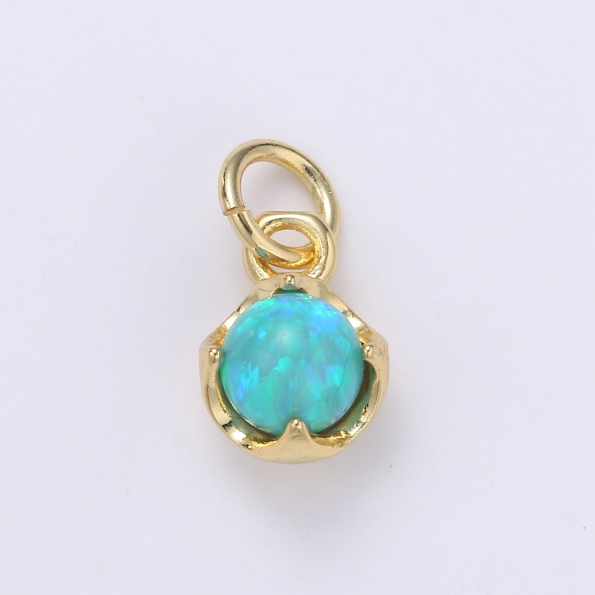 Solitaire Opal Charm, 14K Gold Filled Add on Charm, Round Ball 5mm Diameter Opal Pendant E-037 E-038, E-039, E-040, E-048