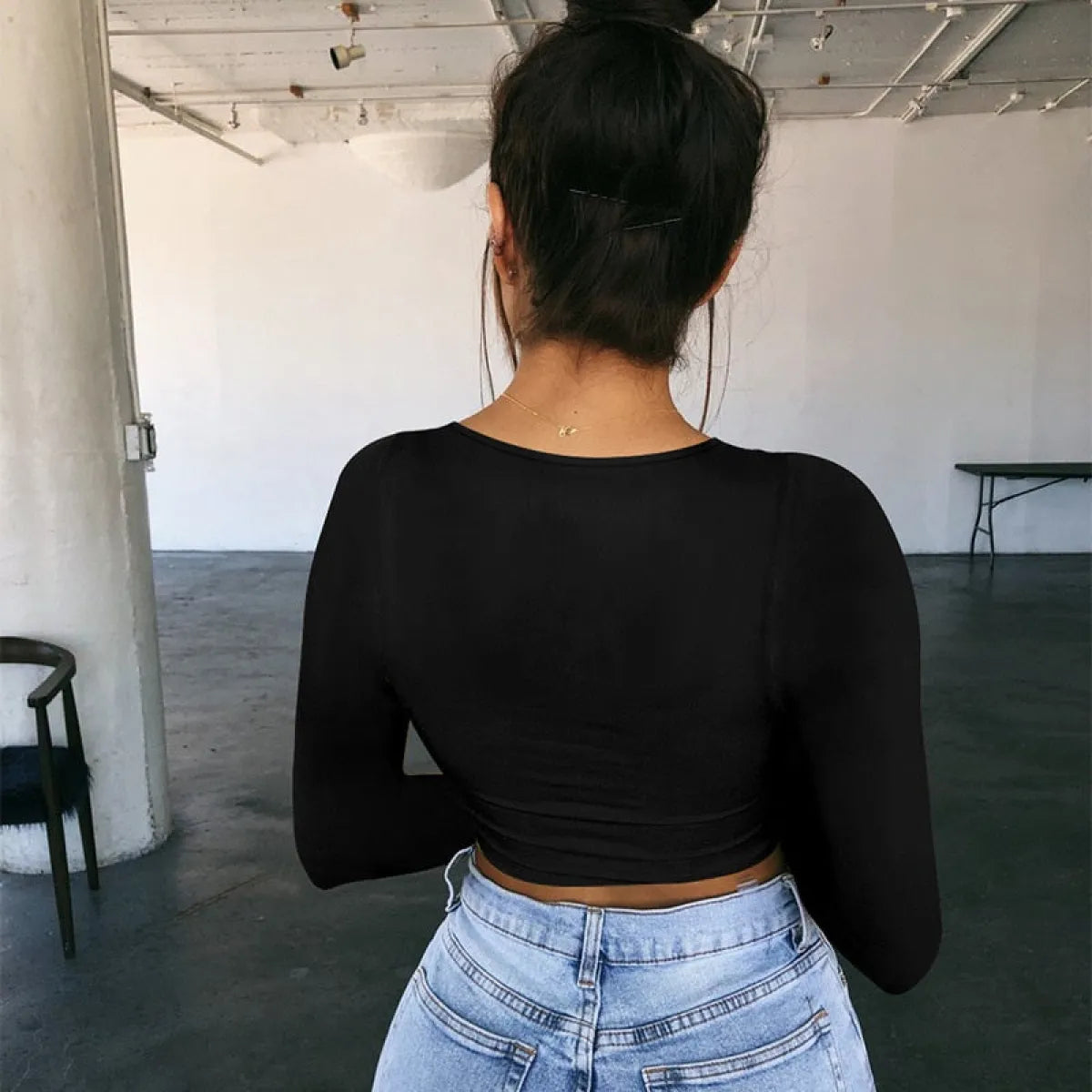 Square Neck Casual Crop