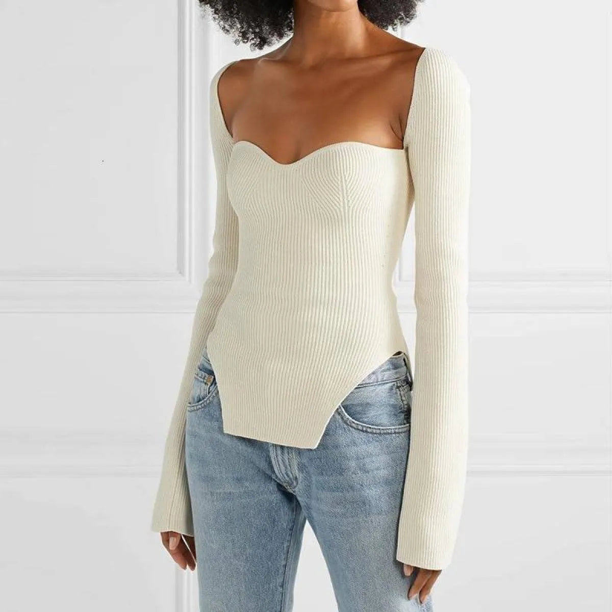 Square Neck Knit Top