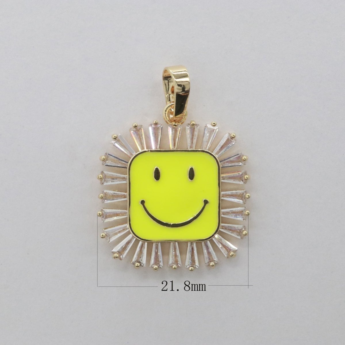 Square Smiley Face Charm Cubic Happy Face Pendant for Necklace Earring Component 31x22mm I-307 ~ I-312