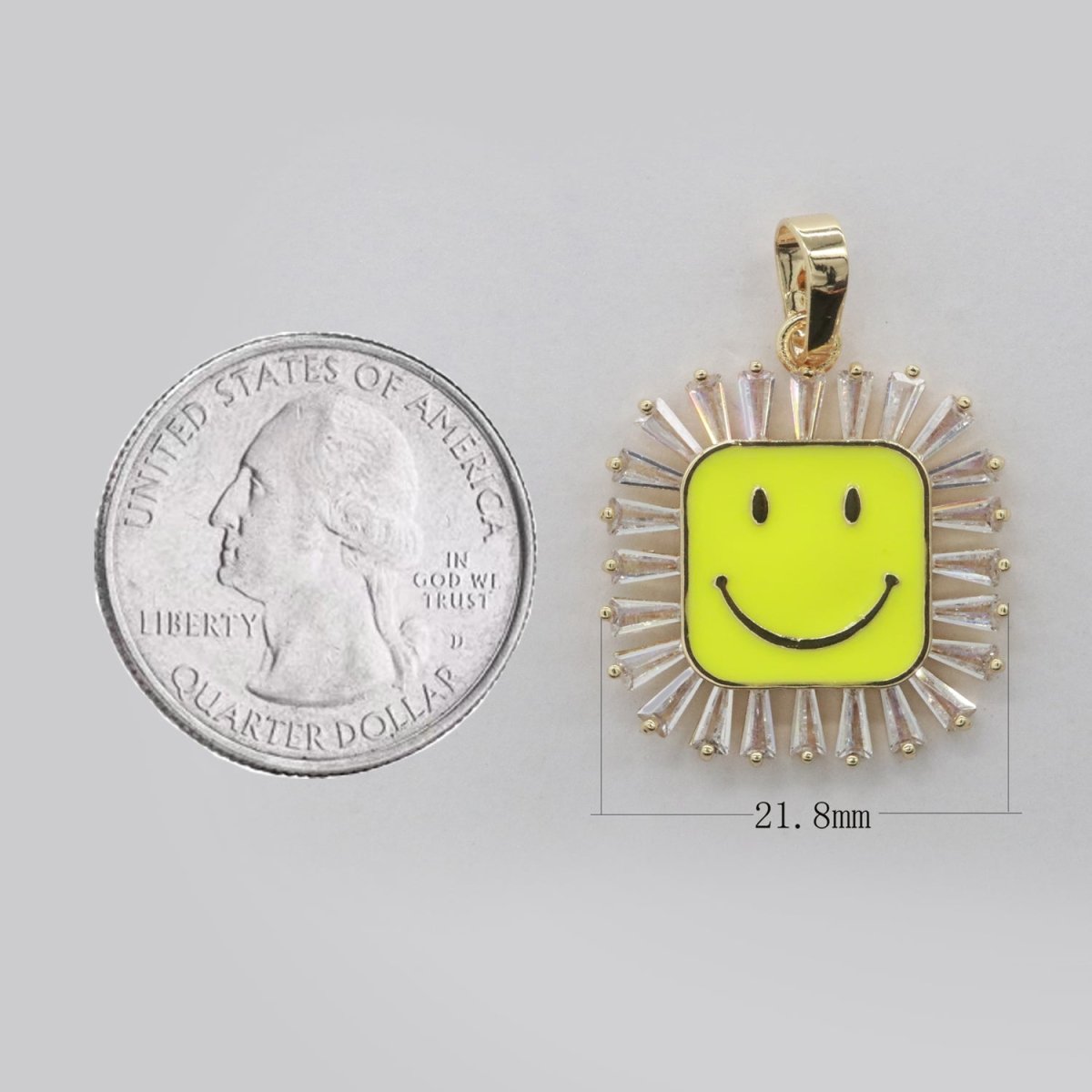 Square Smiley Face Charm Cubic Happy Face Pendant for Necklace Earring Component 31x22mm I-307 ~ I-312