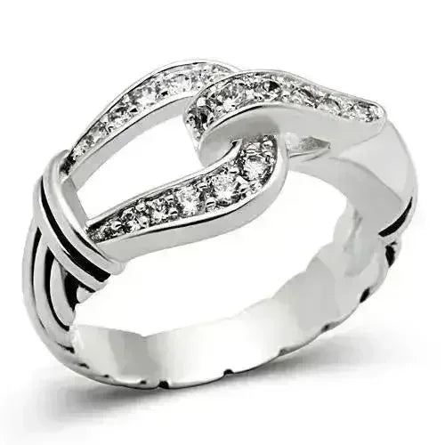 SS050 - Silver 925 Sterling Silver Ring with AAA Grade CZ in Clear